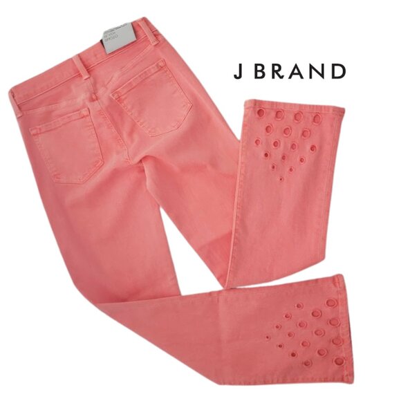 J Brand Women's Selena Grapefruit Crop Boot Mid-Rise Eyelet Jean SZ 24R NWT - Picture 6 of 12